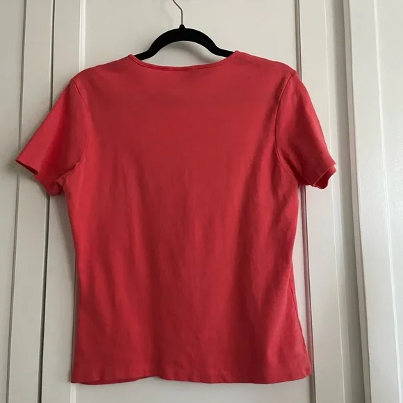 Solid Coral Top 100% Cotton Size L - Picture 4 of 6